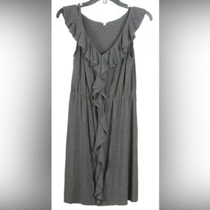 J. Crew Women’s Dress Small Gray A Line Elastic Waist Ruffle Sleeveless V Neck